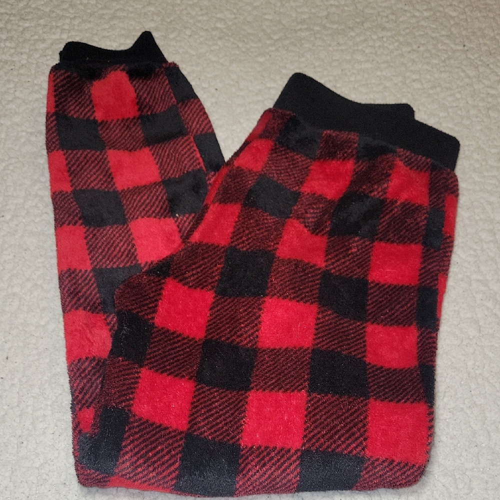 Holiday Time Red and Black Plaid Sweatpants
